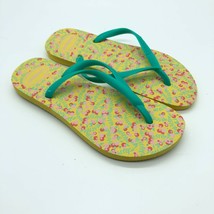 Havaianas Womens Flip Flop Sandals Rubber Floral Green Yellow Pink Size 6 - $12.59
