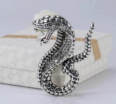 Stunning Vintage Look Silver Plated Cobra Snake Design Brooch Broach Pin B48OD - £15.42 GBP