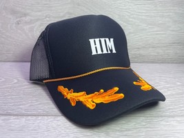 New I Am Him Army Captains Black Hat 5 Panel High Crown Trucker Snapback Vintage - £14.01 GBP