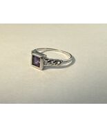 Sterling Silver Ring 925 Purple Amethyst Braided Rope Design Size 8 - $450.83 MXN