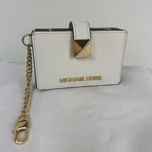 Michael Kors Wallet Card White Leather Pyramid Stud Flap Accordion Small... - £70.95 GBP