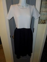 Lularoe White W/Navy Blue Amelia Dress W/Pockets Size S Women&#39;s NWOT - £24.84 GBP