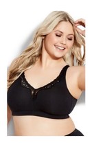 Avenue Womens Comfort Cotton Wire Free Lace Bra Size 46C Non Padded Black - £11.70 GBP