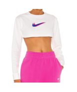 NWT Nike Cropped Crop Sexy Long Sleeve Top Off White XS Sports Barbie Pi... - £34.36 GBP