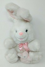 Hoppy Hopster Easter Bunny Rabbit Plush Holding Baby Dan Dee VTG 90s 15&quot; White - £31.72 GBP