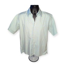 Modern Images Silk Men&#39;s Medium Blue Tropical Print Button Up Cotton Leisure  - £14.75 GBP