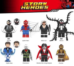 8pcs Marvel Spider-man Venom Black Cat Hydro-Man Chameleon Shocker Minifigures - £13.62 GBP