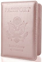 GDTK, Leather Passport Holder Cover Case RFID Blocking Travel Wallet (Rose Gold) - £5.75 GBP