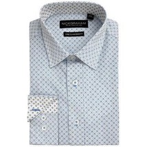 Nick Graham Mens Modern-Fit Stretch Foulard Geo Print Dress Shirt Blue-16 34/35 - £23.97 GBP