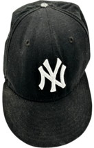 New York Yankees New Era MLB Black with White 59FIFTY 7 1/8 Fitted Wool Cap - $18.73