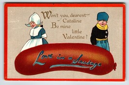 Valentines Day Postcard Love In A Sausage Cataline Dutch Girl Boy Series... - $21.83