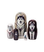 Handmade Alaskan Dog Sled Husky Nesting Doll 5pc all 6&quot; 100% Natural Lin... - $84.14