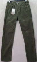 ZARA Pants Mens Size 30 Green Corduroy Cotton Carrot Fit Flat Front Straight Leg - £21.79 GBP