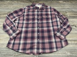 Ridgecut Toughwear Women Button-Up Flannel Shirt 2XL Pink Purple Plaid CabinCore - £14.12 GBP