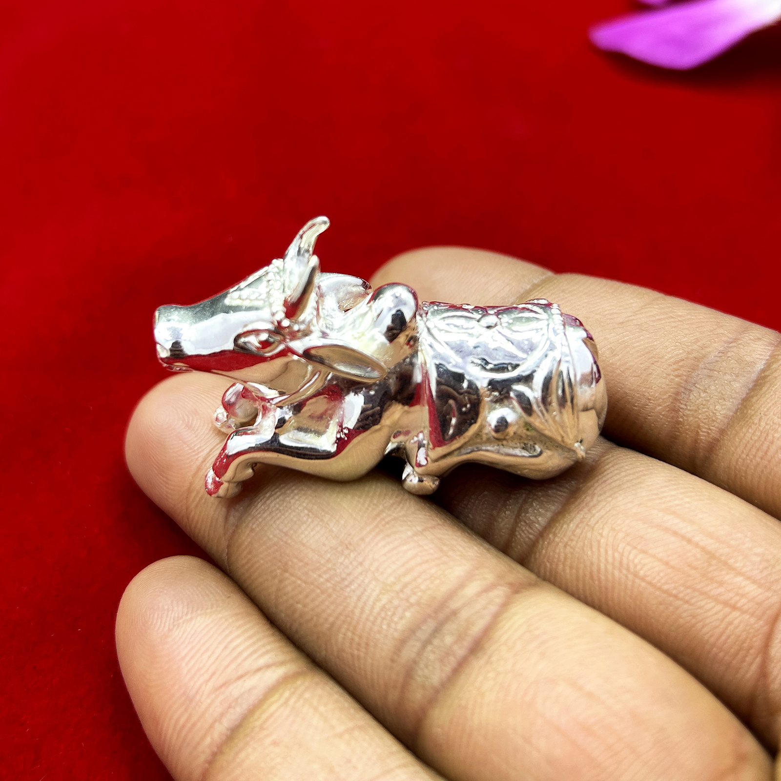 925 Sterling Silver Lord Shiva Vahan Nandi Maharaj Statue, Silver Showpi... - $299.00
