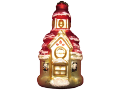 CHRISTMAS ORNAMENT CHURCH w/white glittered snow accents on red roof  (e... - $6.00