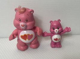 1980&#39;s Care Bears Love A lot Bear figure Lot Of Two 3.25 &amp; 2.25 in - £7.44 GBP