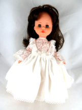 Beautiful italian doll brown hair blue eyes  12&quot; White dress and shoes - $198.97 MXN