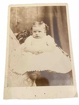 Antique 1880-1890 Photo Baby Infant Girl Female Beautiful Curly Hair Blonde - £10.18 GBP