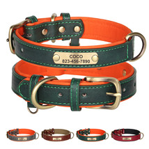 Dog Collar Leash Custom PU Leather Dog Tag Collars Free Engraved Nameplate  - £8.60 GBP