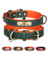 Dog Collar Leash Custom PU Leather Dog Tag Collars Free Engraved Nameplate  - £8.62 GBP