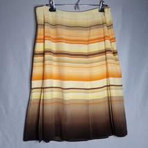 Talbots Women&#39;s 100% Silk Fully Lined Skirt Yellow/Orange/Brown  Size 14W Petite - £16.47 GBP