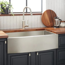 New Pewter 36&quot; Atlas Stainless Steel Farmhouse Curved Apron Sink - Signa... - $549.95