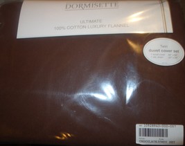 Dormisette German Luxury Cotton Flannel Twin 2PC Duvet Cover Set Chocolate New - $110.92