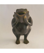 Flying Frog Reading Book Brass Figurine Sculpture 5.5&quot; - Made in Nepal - $1,487.81 MXN