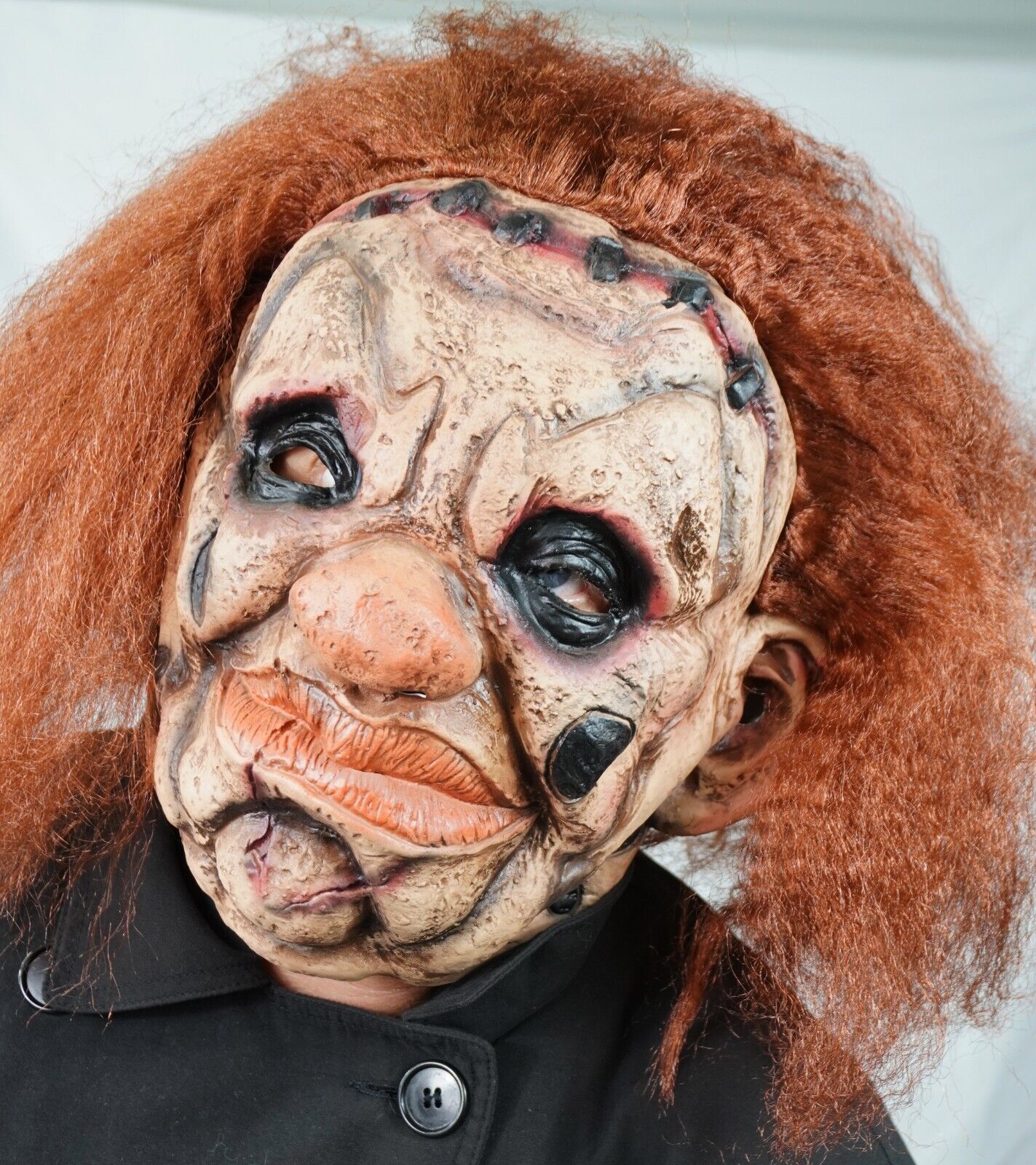Scary Sadistic Creepy Mask with Hair for Halloween Big Lips Adult Costume - $21.99