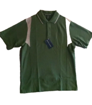 Devon &amp; Jones Mens Short Sleeve Polo Shirt Green Grey Medium Cotton - $14.12