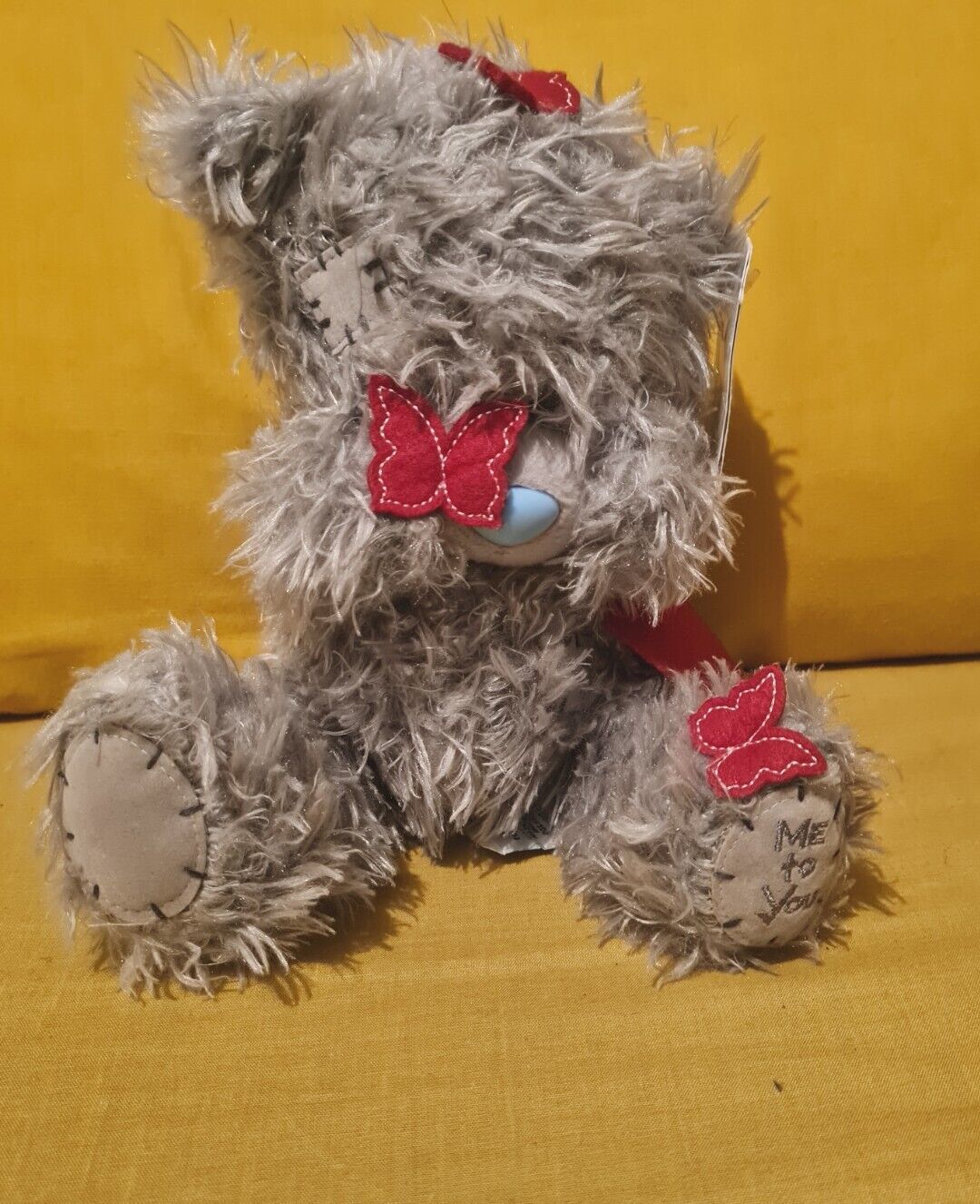 Primary image for You Give Me Butterflies Grey Teddy Bear 7"