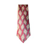 Oscar de la Renta Tie Brick Red Silk Concentric Diamond Pattern Mens Nec... - $31.51