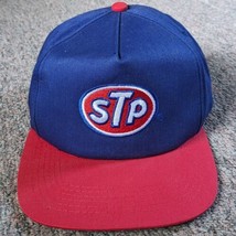 STP Oil Trucker Hat Snapback Blue With Flat Red Visor Vintage 1980s AB Caps - $14.20