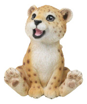 Whimsical Animal Kingdom Leopard Cub Seated With Big Smile Figurine - $587.40 MXN