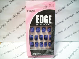 Fing'rs Edge Fashion Nails #31114 Blue, Black and Purple Splat - $8.85