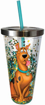 Scooby-Doo Sitting Figure 16 oz Glitter Travel Cup with Straw NEW UNUSED BOXED - £11.40 GBP