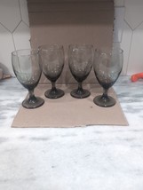 Libbey Smokey Glass Goblet Wine Stemware, Four Wine Glasses, Stemmed Gla... - $24.75