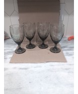 Libbey Smokey Glass Goblet Wine Stemware, Four Wine Glasses, Stemmed Gla... - £19.55 GBP