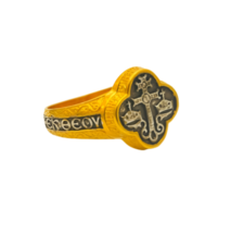 Bague en argent sterling 925 plaqué or avec croix byzantine orthodoxe du... - £29.78 GBP+