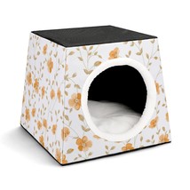 Mondxflaur Orange Floral Cat Beds for Indoor Cats Cave Bed 3 in 1 Pet House - £26.45 GBP