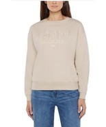 Gap Womens Sweatshirt Cream Crewneck Long Sleeves Logo Relaxed Fit Soft - $800.67 MXN