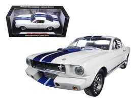 1965 Ford Mustang Shelby GT350R White with Blue Stripes and Printed Carr... - £76.89 GBP