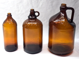 Vintage Glass Clorox Bottle Embossed Amber Brown Jug - Lot Of 3 Differen... - $52.89