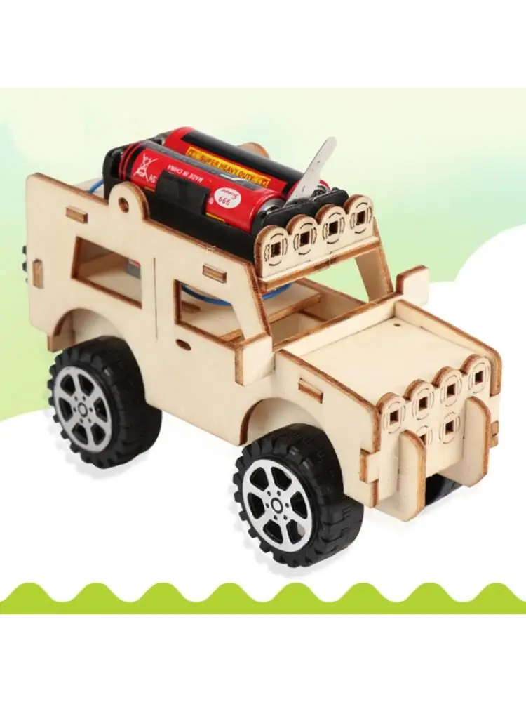 Play Wooden Electric Car Model Blocks DIY Play Aembling Toy Science Experiment K - £23.15 GBP