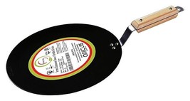 Iron Tawa for Roti Chapati, with Strong Wooden Handle, 10 Inch, 1.2 Kg, Black - £22.21 GBP