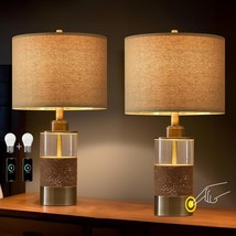 22&quot; 3 Way Dimmable Touch Control Usb A+C Table Lamp Retro Rattan Glass Lamp Meta - £83.92 GBP