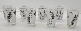 *MM) Lot of 8 Libbey Glass Company Silver Foliage Leaves and Wheat 10oz Tumblers - £23.34 GBP