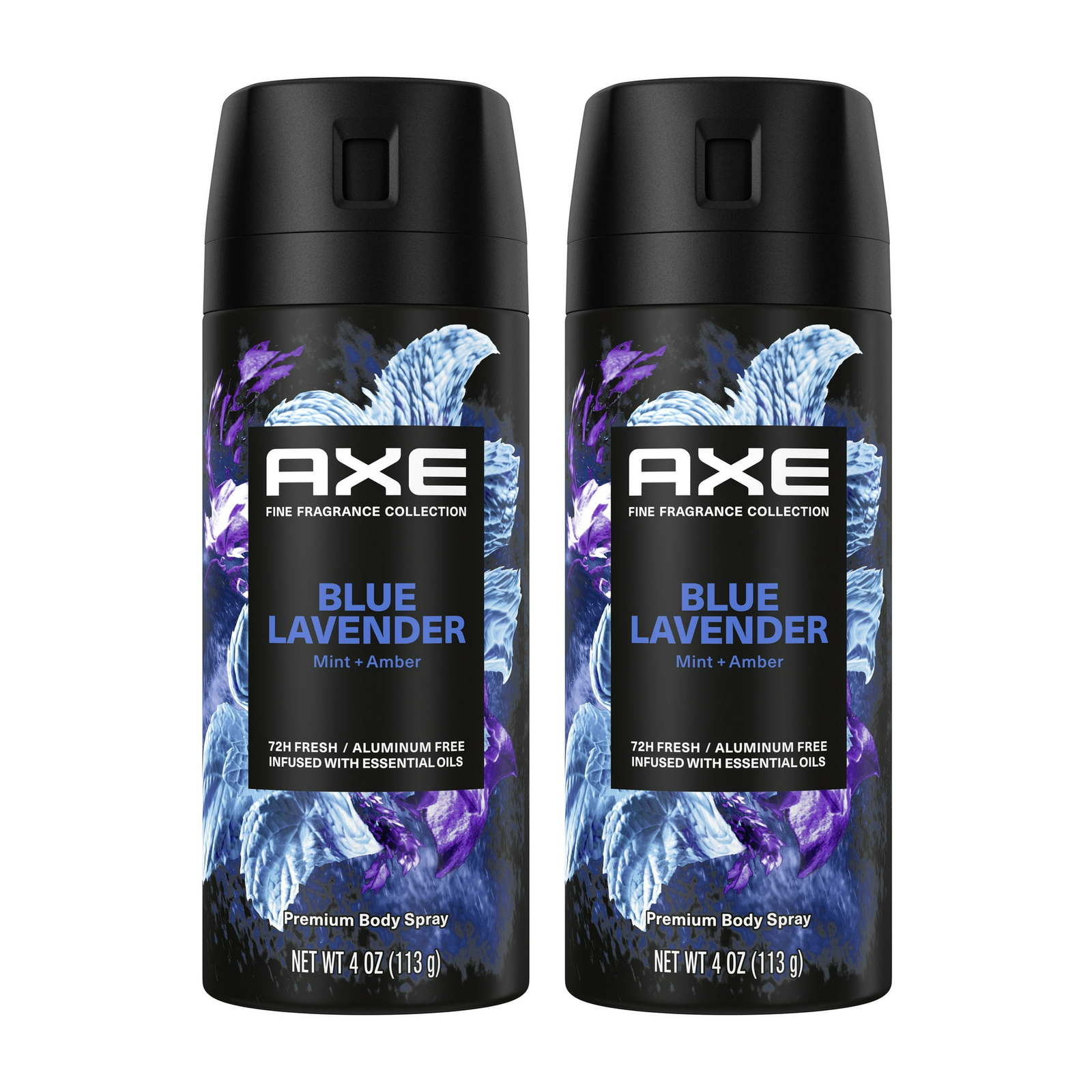 Axe Men's Deodorant Body Spray Blue Lavender | Aluminum Free | 4 oz | Twin Pack