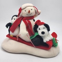 Hallmark Jingle Pals Sleigh Ride Christmas Snowman with Dog &amp; Penguin Display - £11.76 GBP